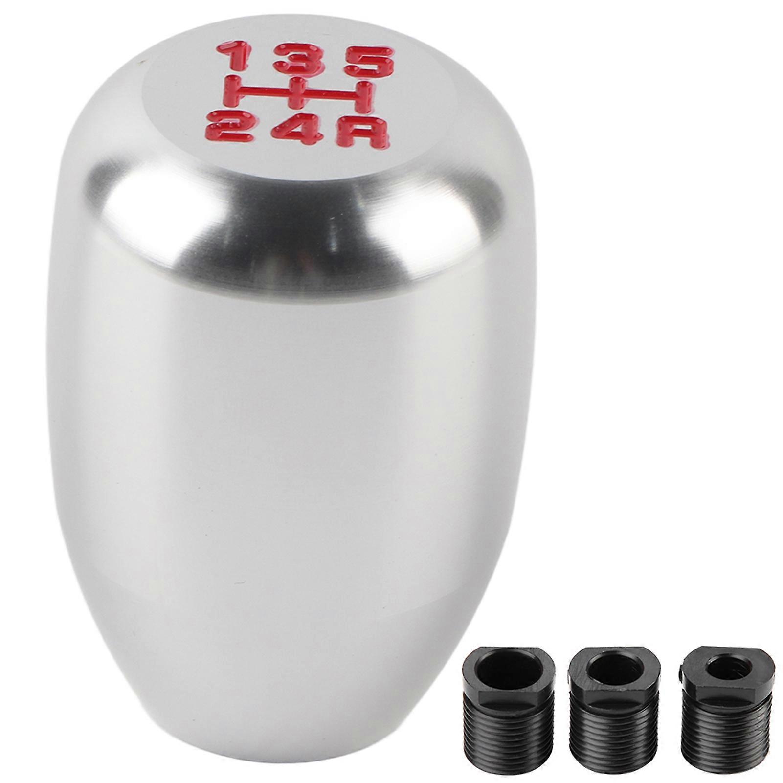 Auto 5 Velocità Manuale Pomello Cambio Leva Con 3 Adattatori 8/10/12mm (Argento)