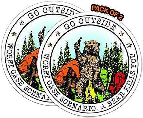 Go Outside Worst Case Scenario Bear Kills You Sticker Vinyl Decal for Car, Truck, and Van Removable Indoor and Outdoor Use Waterproof Decal for Wat