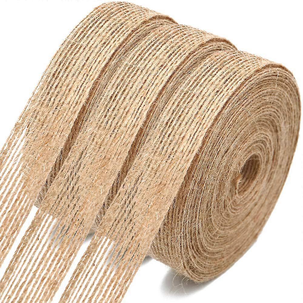 3 Rolls Jute Craft Ribbon for Gift Wrapping,30M Rustic Hessian Ribbon(2cm)