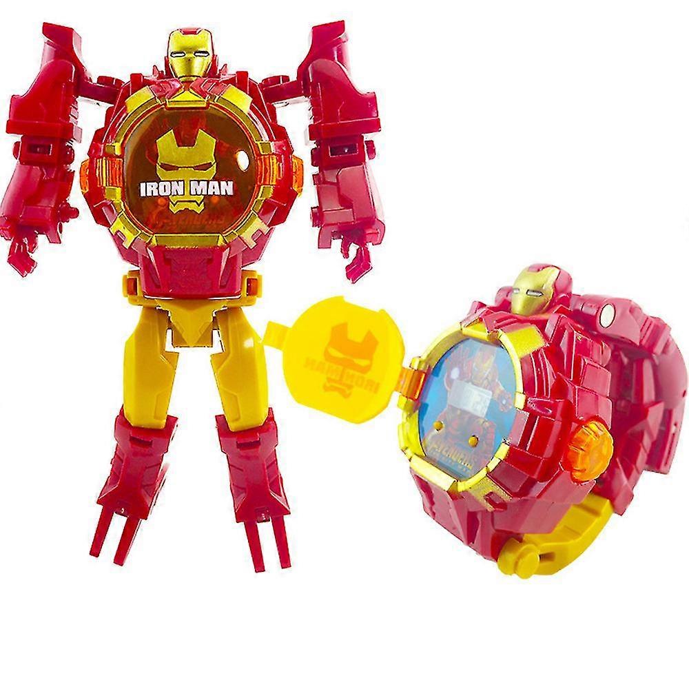 Superhjälte Kreativ Robot Transformer Barn Glödande Klocka, Pojkar Digitala Armbandsur Lättläst Tecknad Handledsleksak Födelsedagspresent