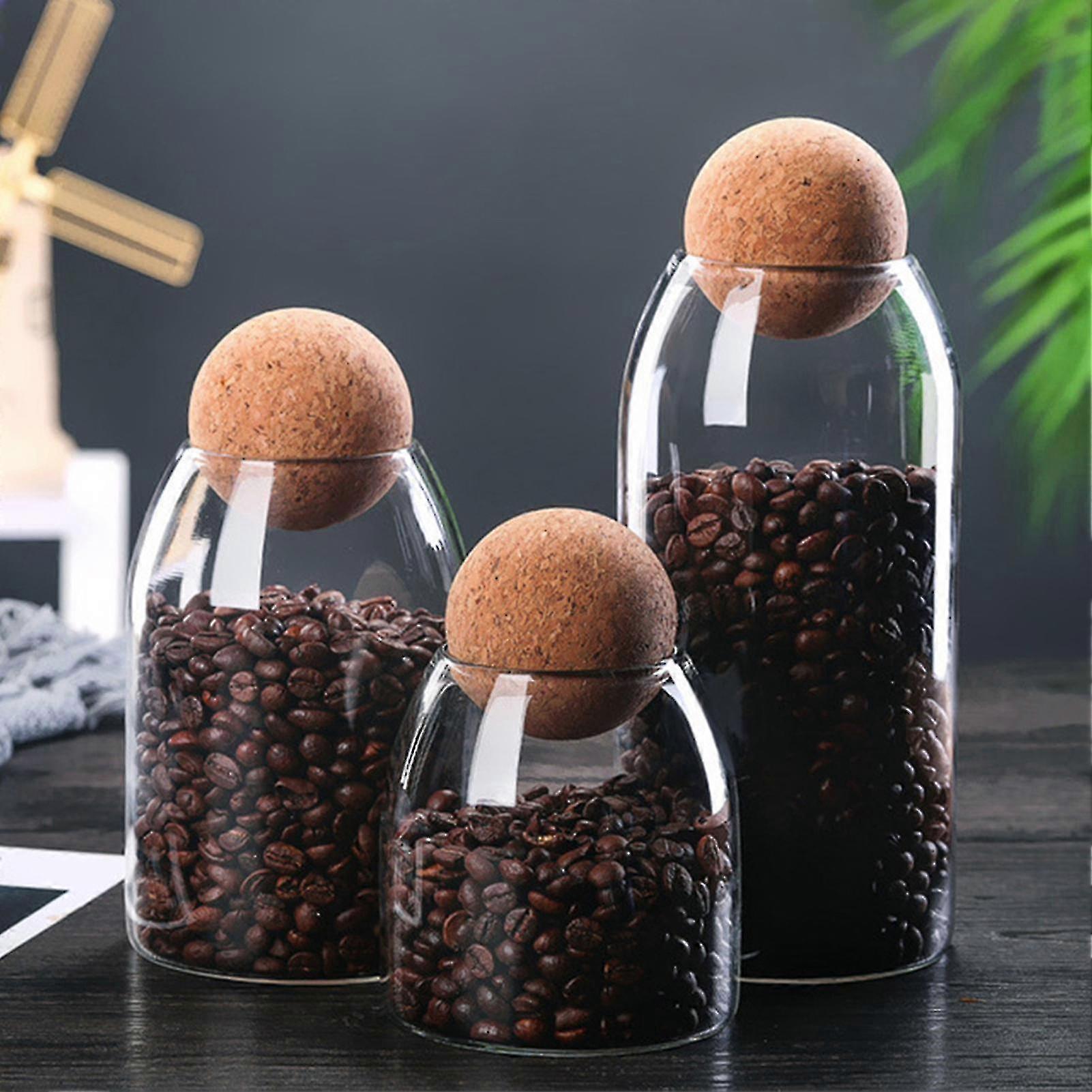Förvaring flaska Anti-deform Durable Vattentät Kork Stopper Böna Socker Glasburk för kaffe