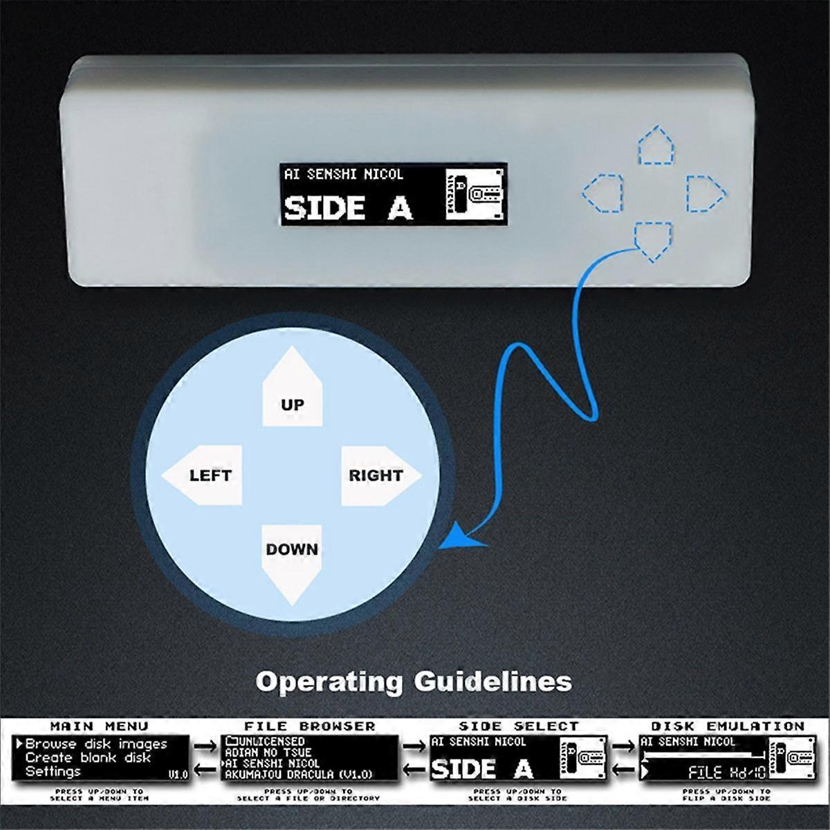 For FDSkey Disk System Drive Emulator+Memory Card with OLED Display for AV FC Famicom Console Black