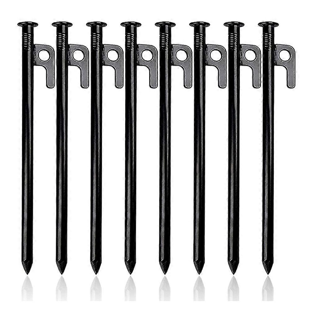 (8 Pieces)Heavy Duty Tent Stakes, Forged Steel Tent Stakes, 30cm Camping Pegs with Hook Hard Ground Fixing Nails for Tent Tarp Beach Garden