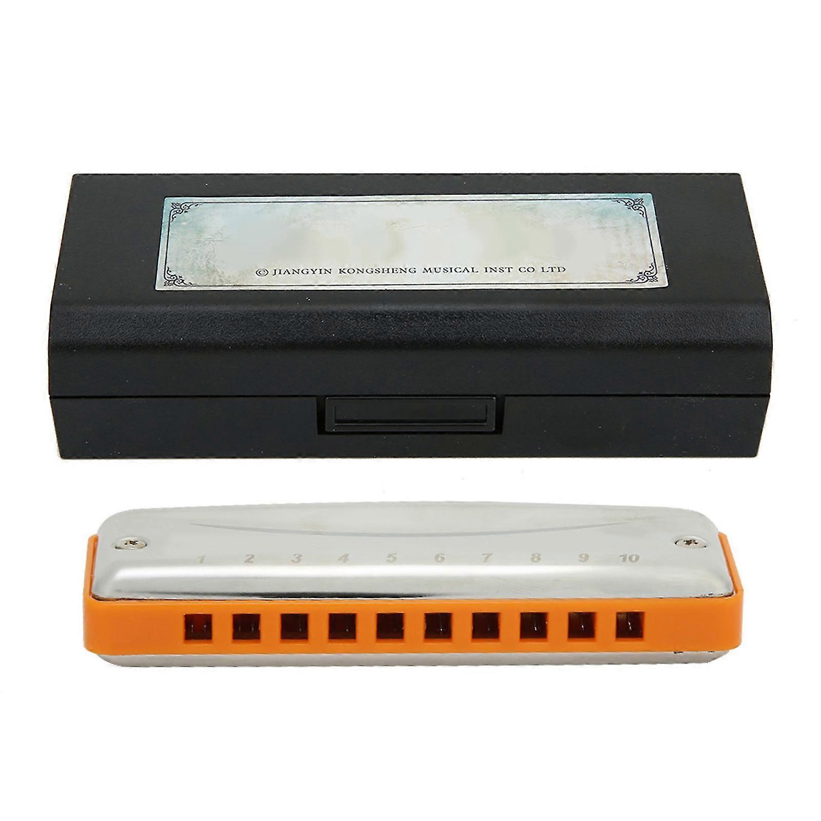 10? Hole Harmonica Blues Db Key Harp Instrument muzical portabil Beginner PracticeOrange