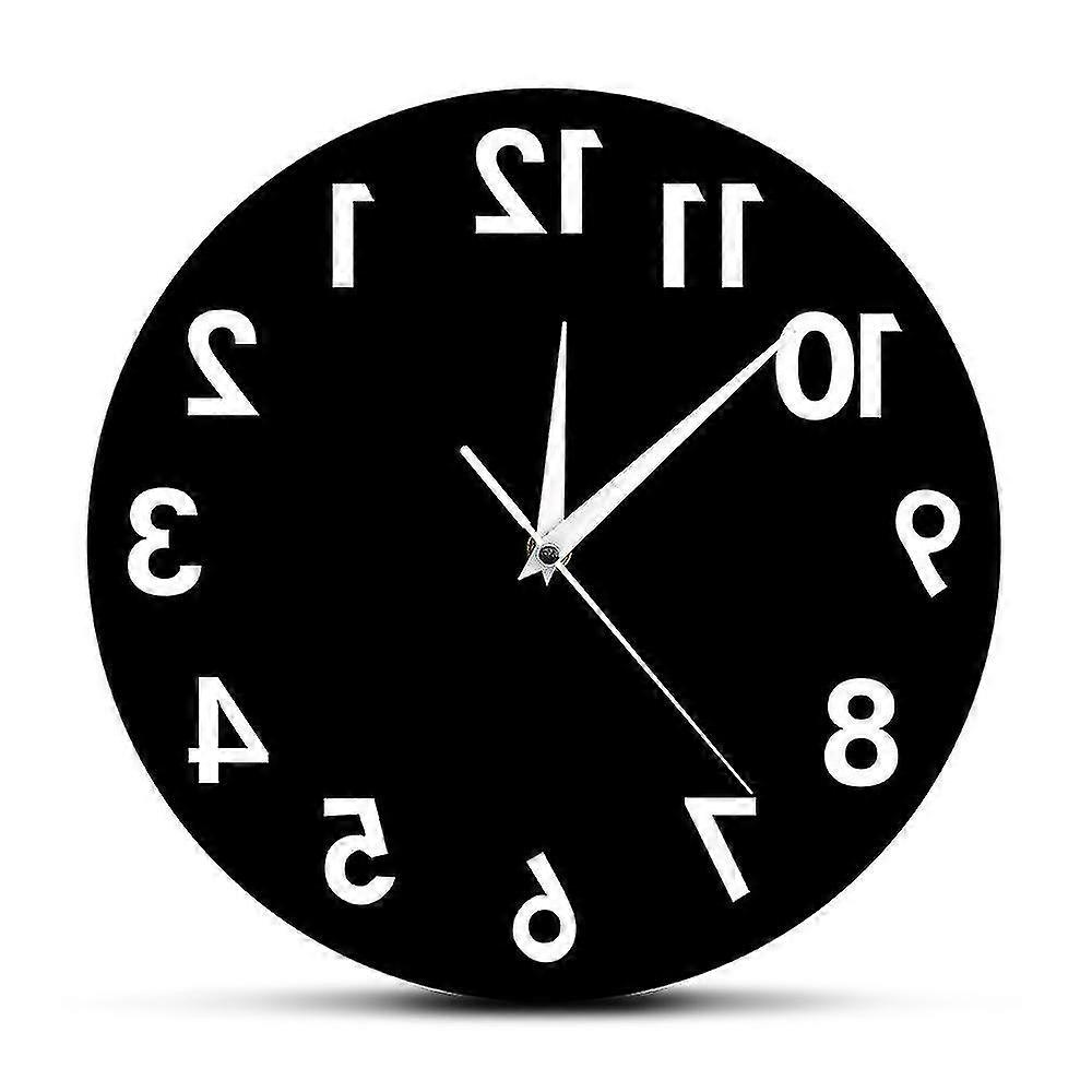 Wall Clock Reverse Battery Powered Creative Art Decor Digital Watch Time Home_Feb