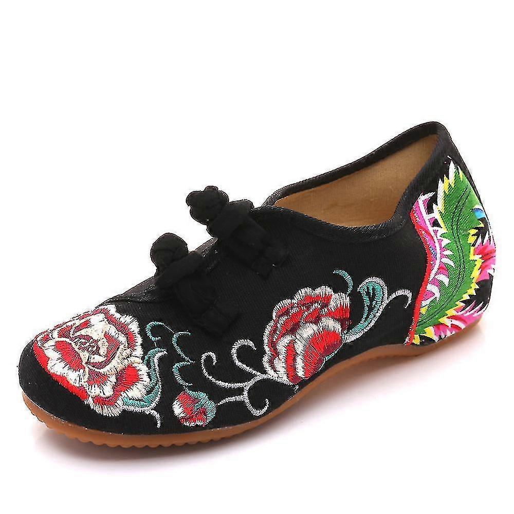 embroidered    autumn low heel flat  m  shoes39