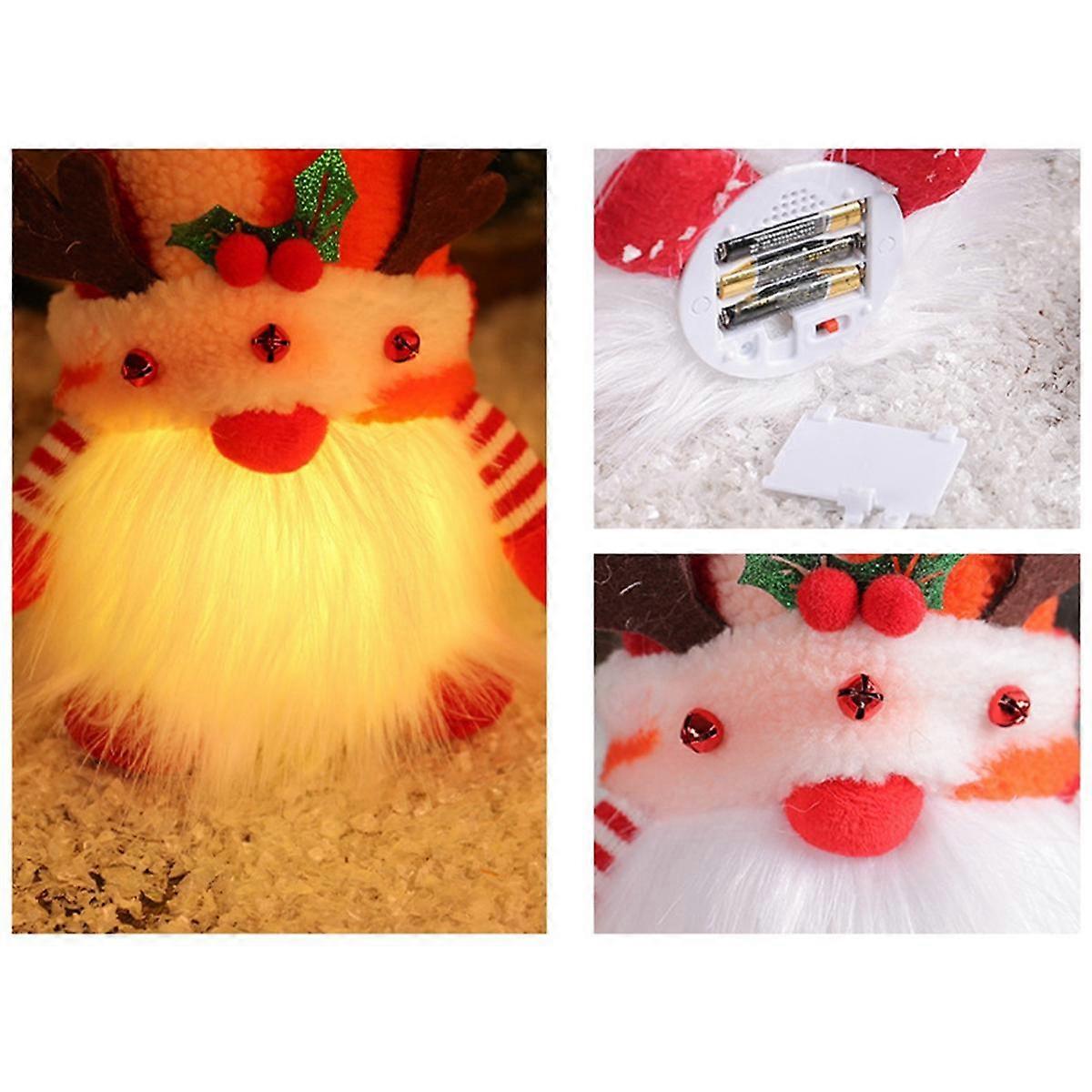 Christmas Gnome Doll Antlers with Lights Rudolph Doll Luminous Dwarf Ornaments for Home Xmas New Ye