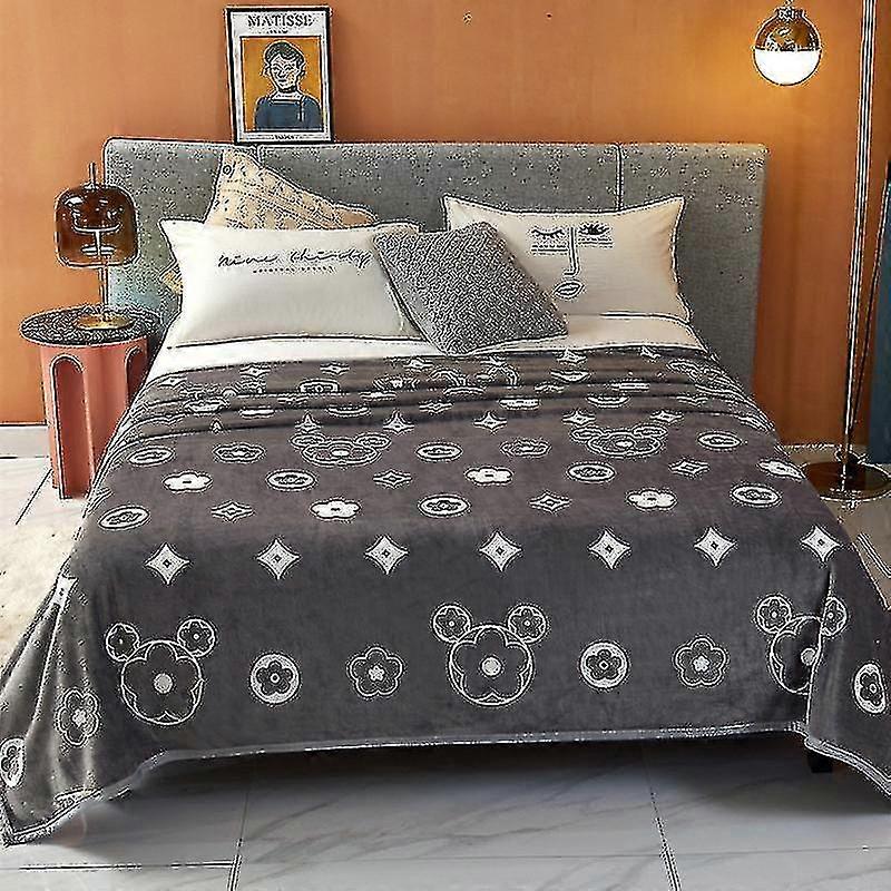 Multiple Size Thickened Printed Soft Flannel Fuzzy Fleece Throw Blanket For Bedding,sofa,camping-ZZY