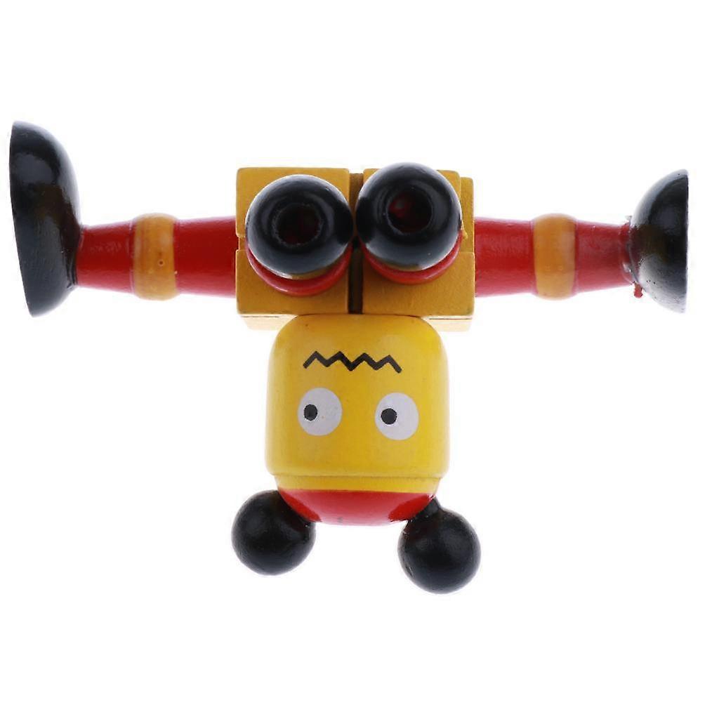 2x Flexible Wooden Puppet Robots Model Kids Children Game Toy Poseable Gift