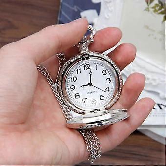 Men Women Pocket Watch Chain Necklace Pendant Steam Train Locomotive Alloy Quartz Movement Chain Necklace Vintage Watch Pendant