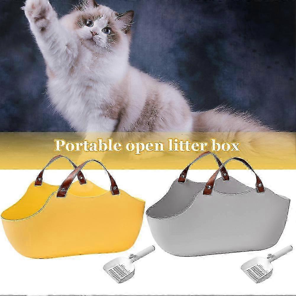 Portable Open Litter Box Capacity Cat Litter Container Pet Litter Pan-Good