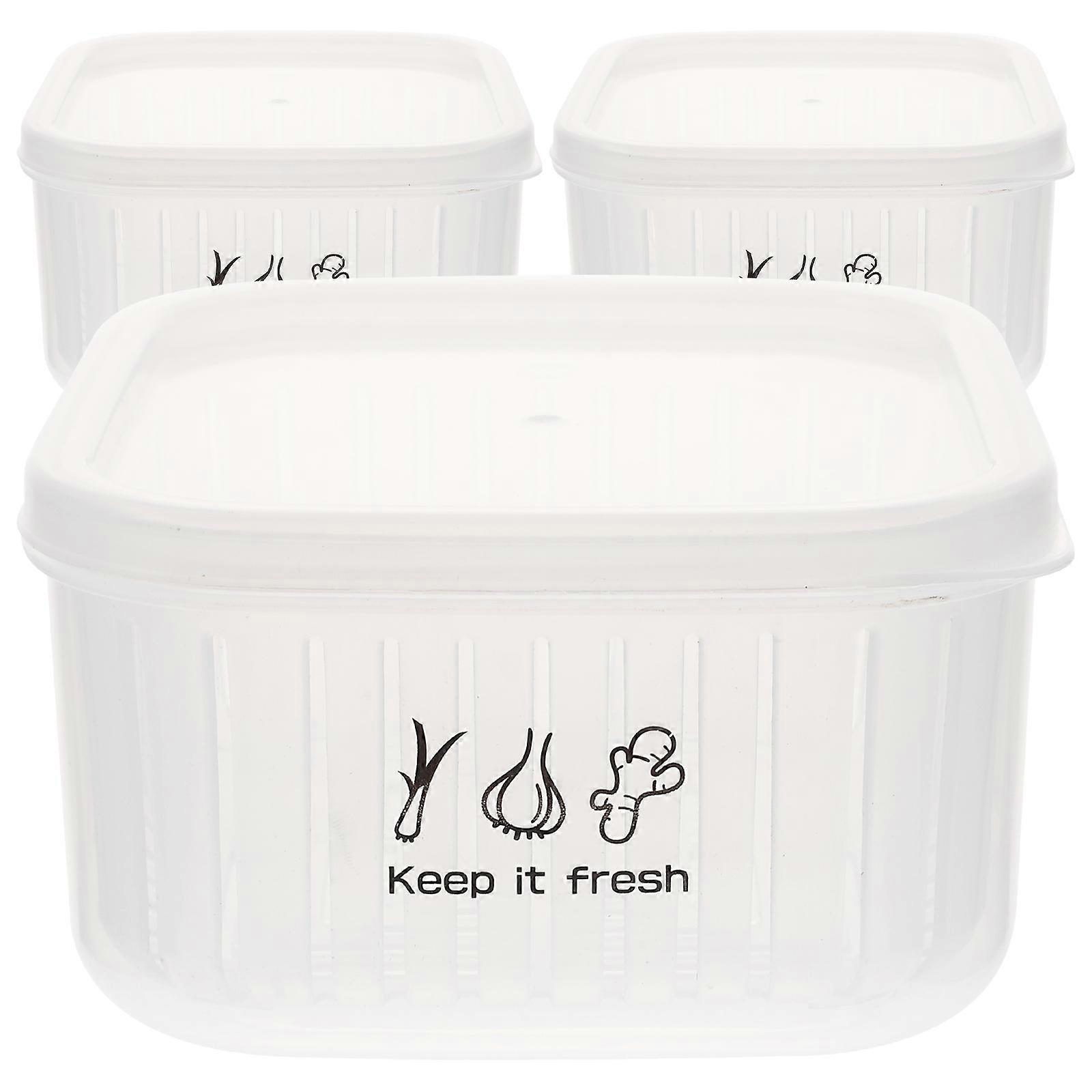 3Pcs Refrigerator Food Boxes Kitchen Vegetable Boxes Food Preservation Cases Fridge Fruit Boxes