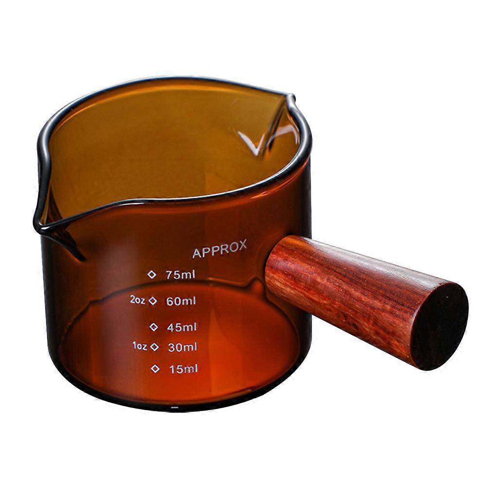 Pot à lait en verre Récipient à café à poignée en bois Tasse à lait Récipient à lait avec échelle