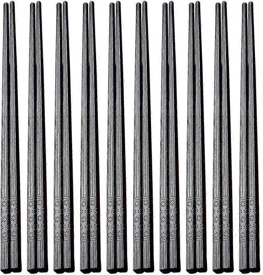 10pairs Chopsticks Set Alloy Chopsticks Black Pattern Chopsticks