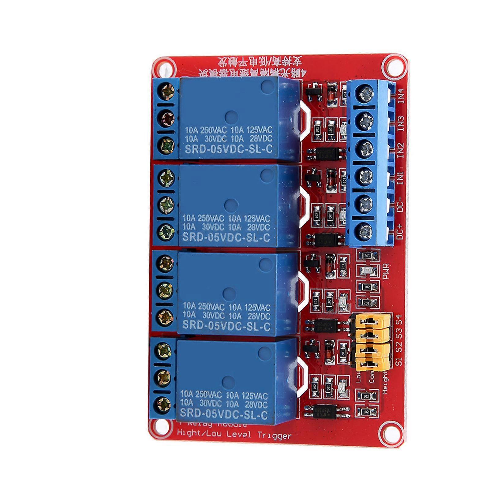 Optocoupler Relay Module Board 4 Channel High & Low Trigger 5V/12V/24V (5V)