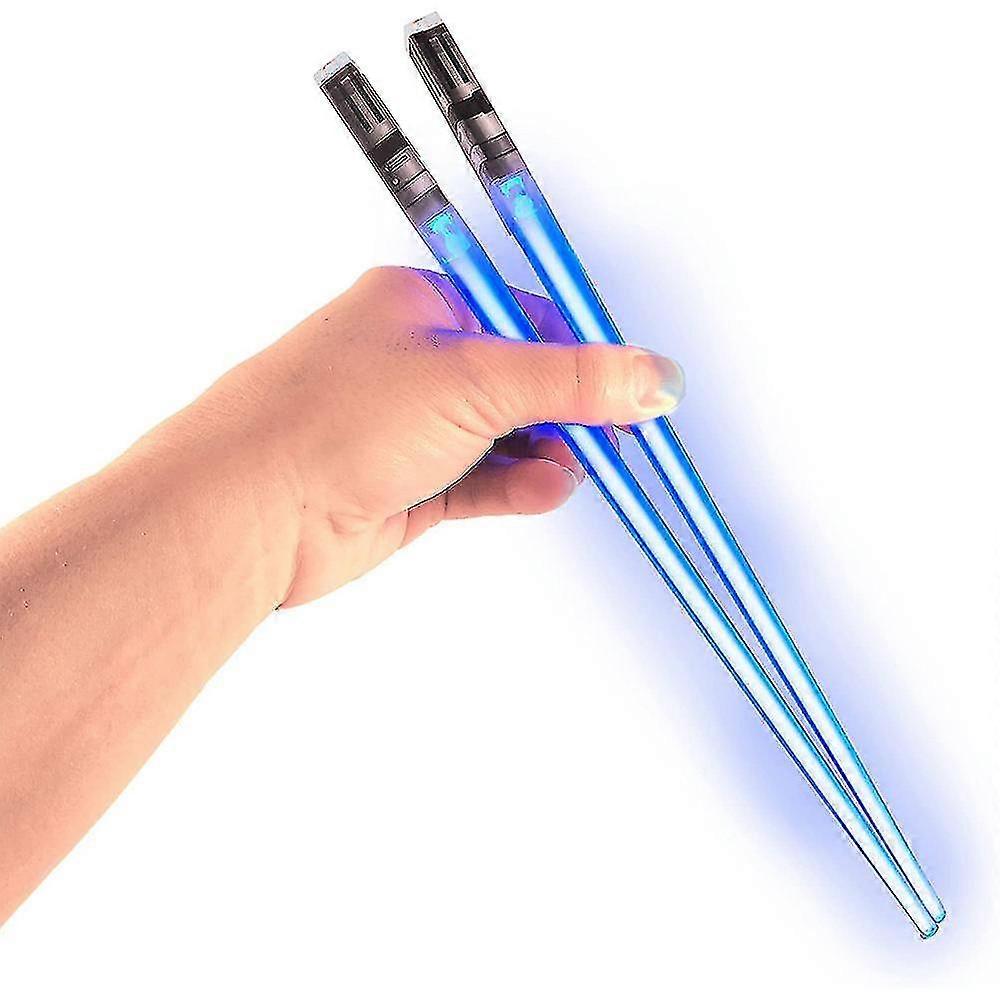 Led Glowing Light Saber Star Wars Chop Sticks Reusable Sushi Lightup Sabers Chopstick Set Of 1 Blue Pair
