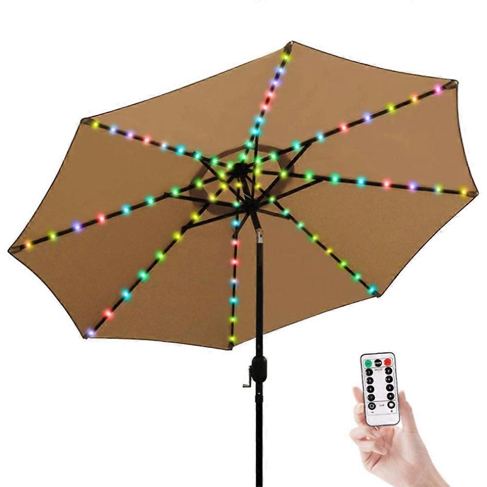 Waterproof Parasol LED Light String with Remote Control for Outdoor Garden Umbrella Tent Patio Deck Backyard Swimming Pool, 104 LEDs, 8 Brightness Mod