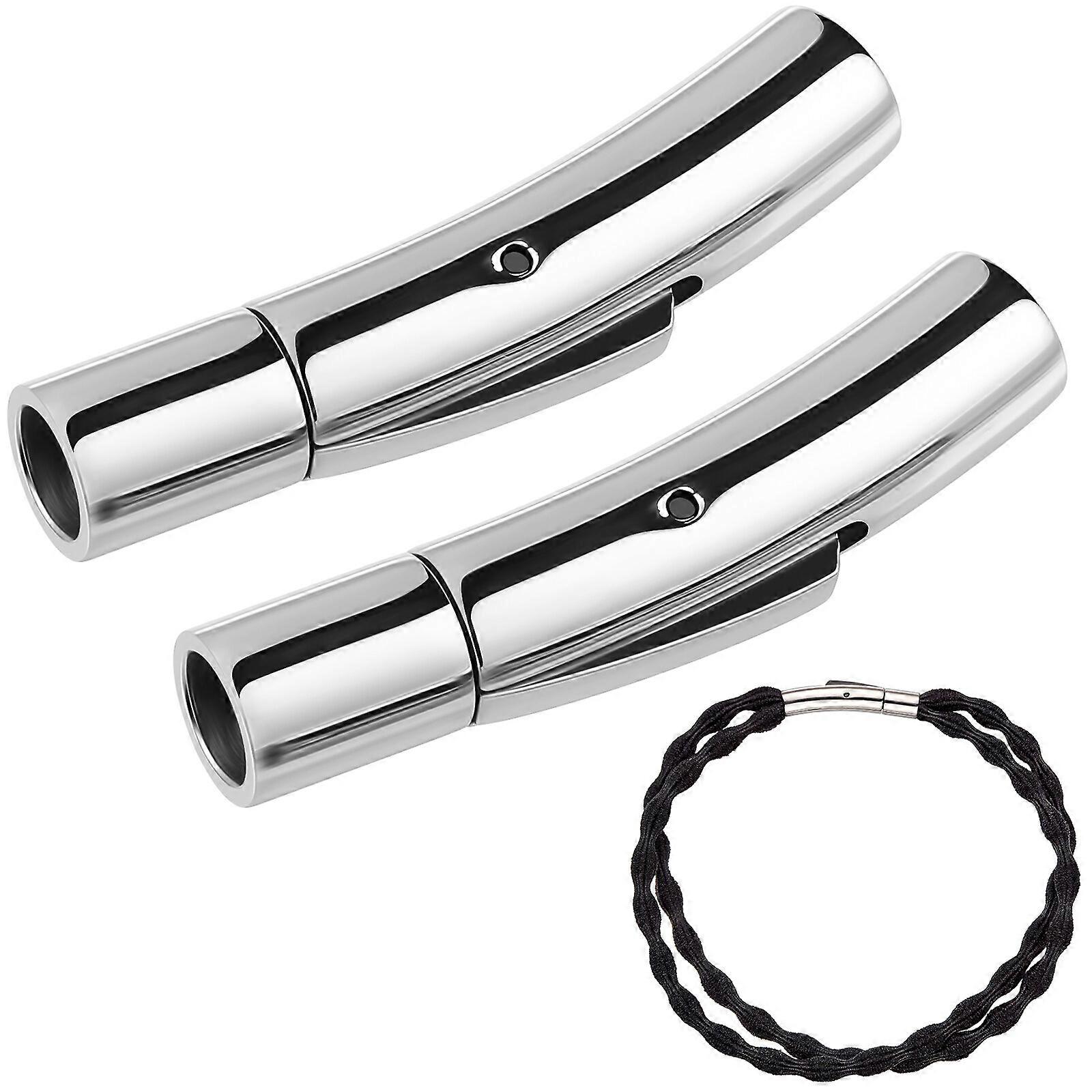 2 Pcs Stainless Steel Clasps Cord Ends Fit for Diameter 4mm Round Cord for Making Bracelet
