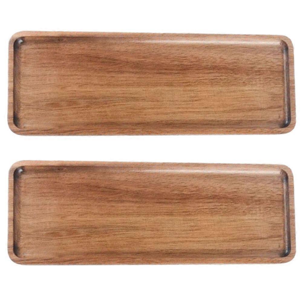 2pcs Wood Serving Tray Rectangular Wooden Serving Plate Appetizer Storage Plate