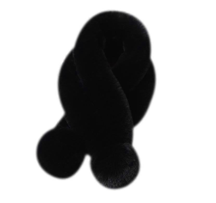 Unisex Winter Fur Collar Scarf with Pom Soft Fluffy