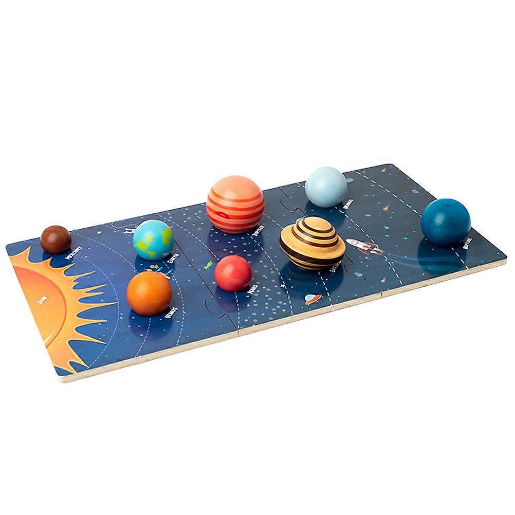 1 Set of Planet Puzzle Matching Toy Educational Solar System Wooden Puzzle Kids Space Learning Toy