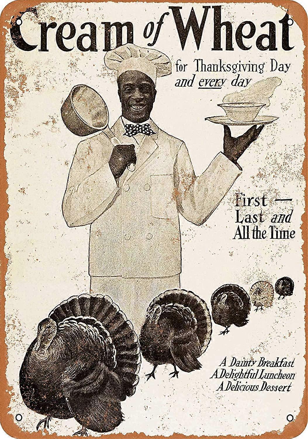 علامة معدنية - 1907 كريم القمح لعيد الشكر -8X12 بوصة خمر نظرة لوحات القصدير ، مقهى ، بار ، ديكور حائط المنزل