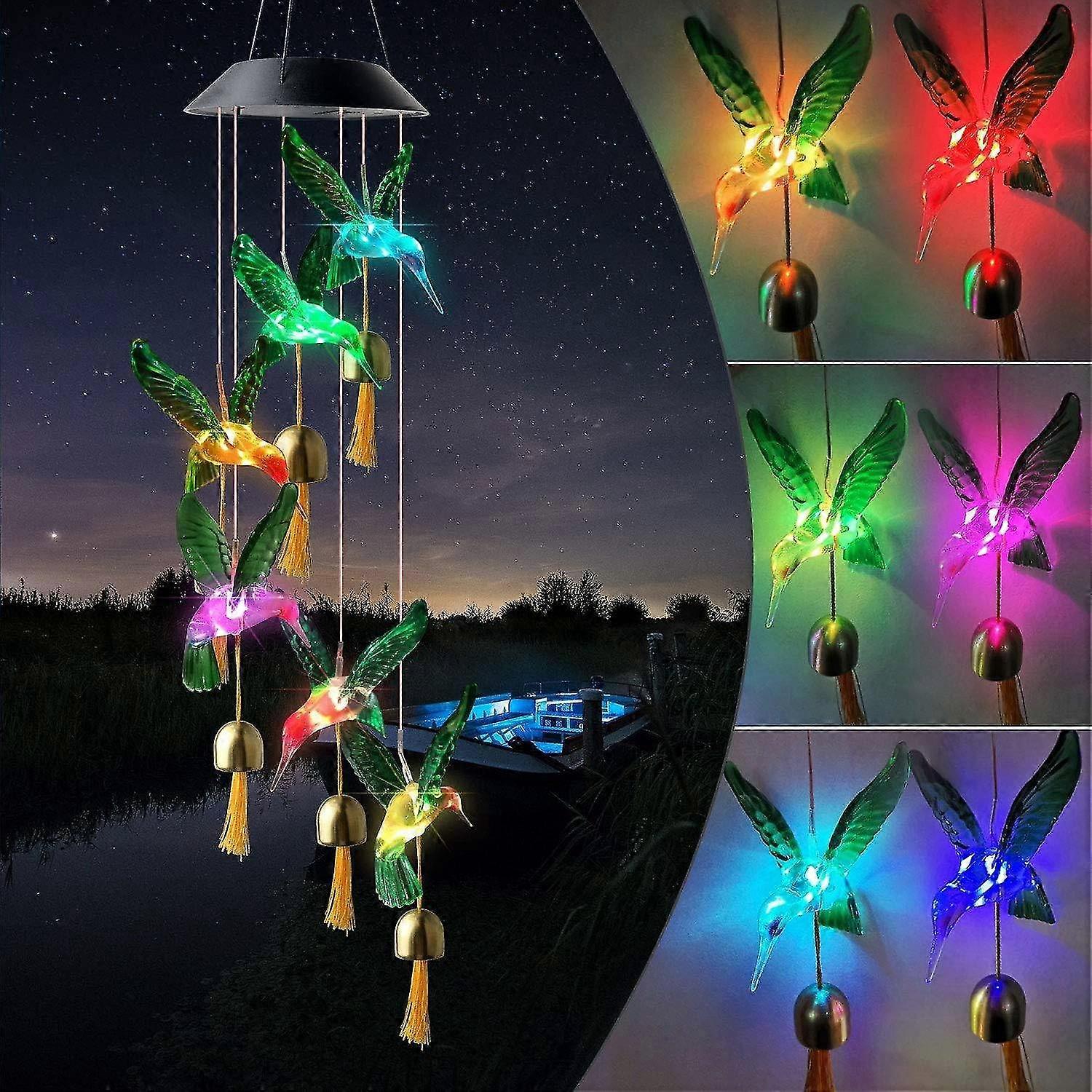 Hummingbird Wind Chimes,Solar Hummingbird Wind Chimes,Mobile Decor Gifts,Wind Chimes Gifts