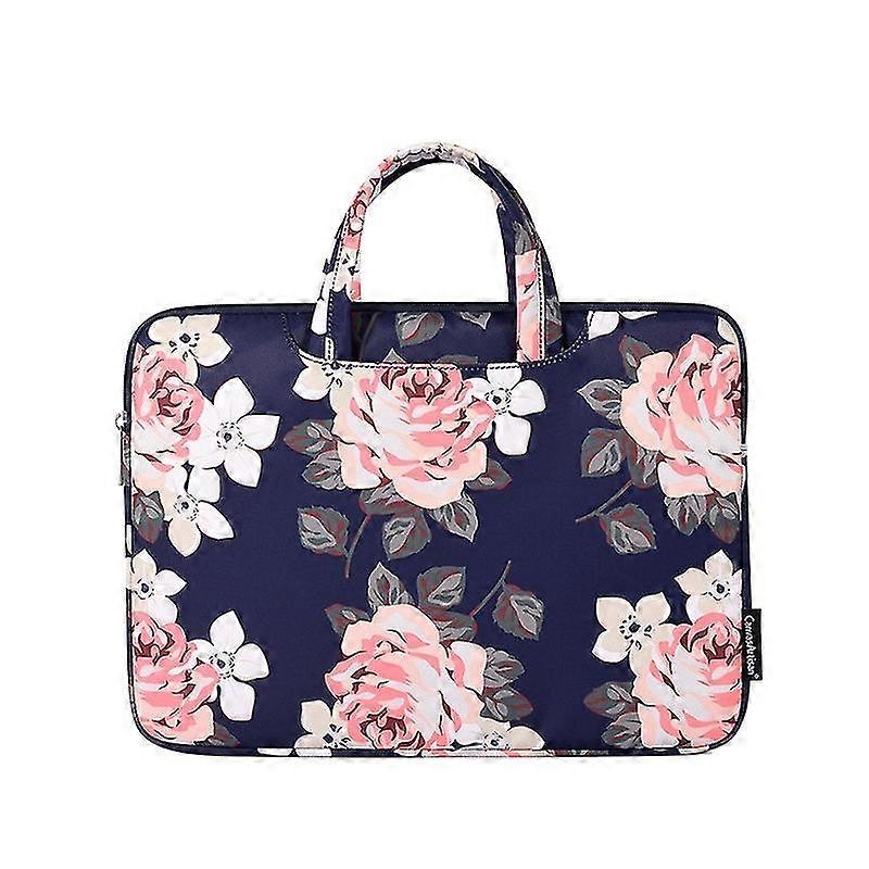 H40-B01 White Rose Pattern Laptop Case Bag 14 Inch