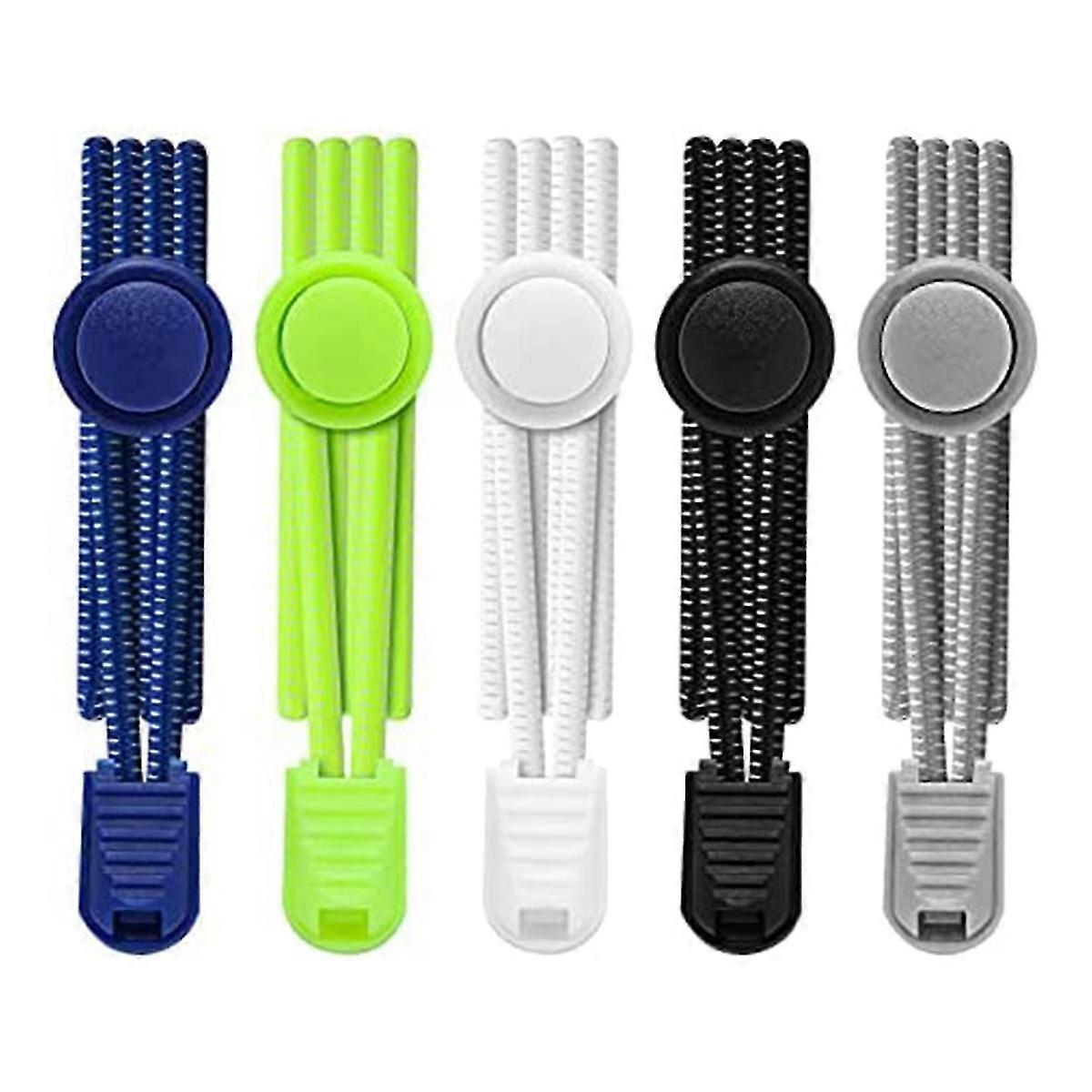 5 Pair ,reflective Elastic Lock Shoe Laces, One Size Fits All Adult And Kids Shoes