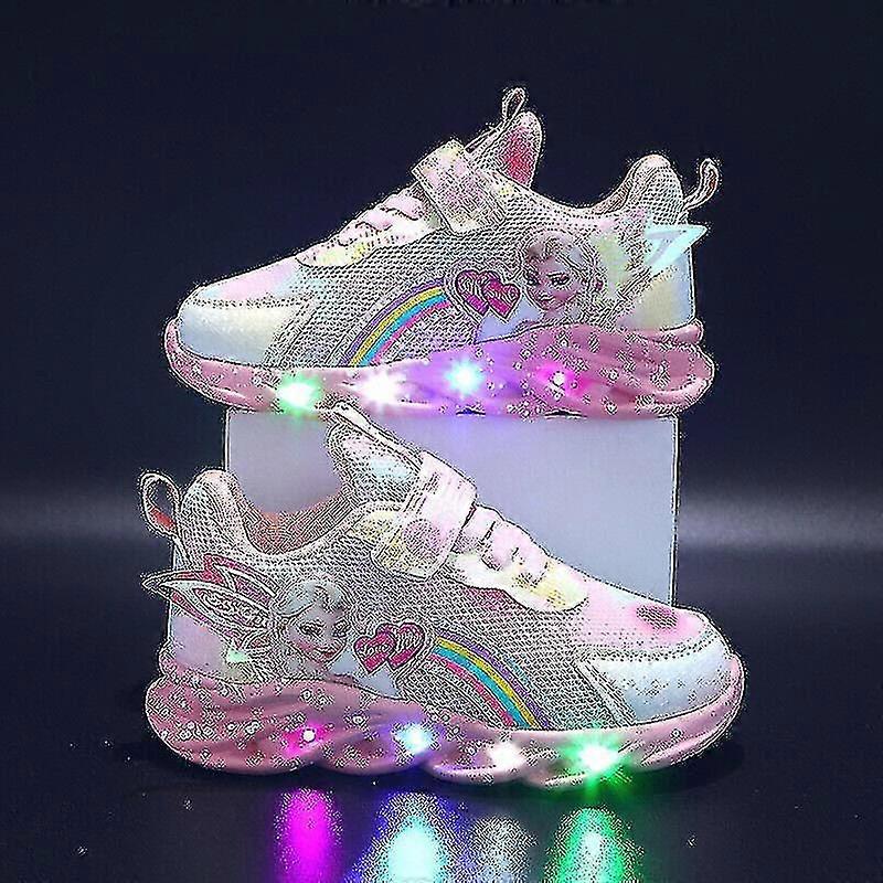 Tênis infantis com luzes de LED e piscantes para meninas