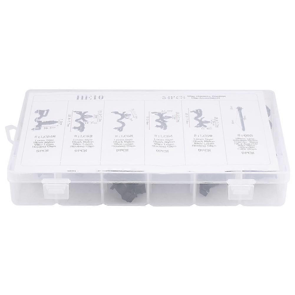 Car Wiring Harness Wire Routing Clip Conduit Clip Assorted 54pcs 6 Sizes