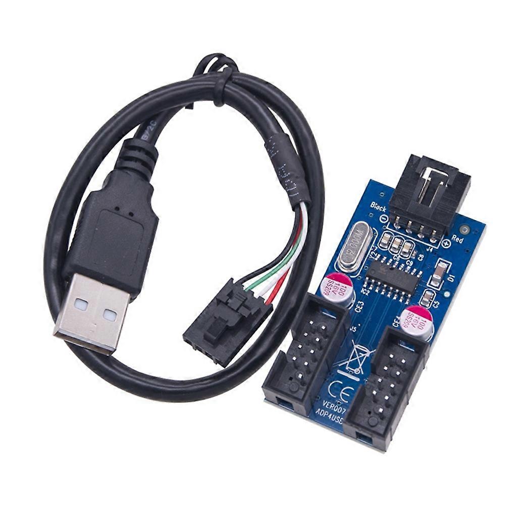 Motherboard 1 to 2 9-Pin USB HUB USB 2.0 9pin Connector Adapter Port Multilier