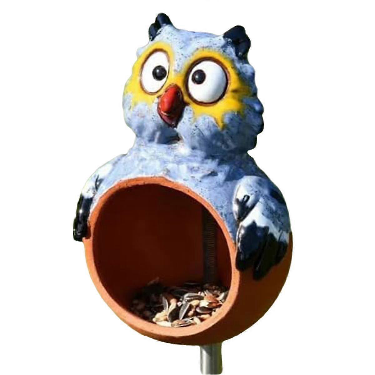 Havepæle - Fuglefoderautomater, Udendørs fuglefoderautomater, Dyreharpiksskulpturer Fuglefoderautomater, Havedekorationsgaver A