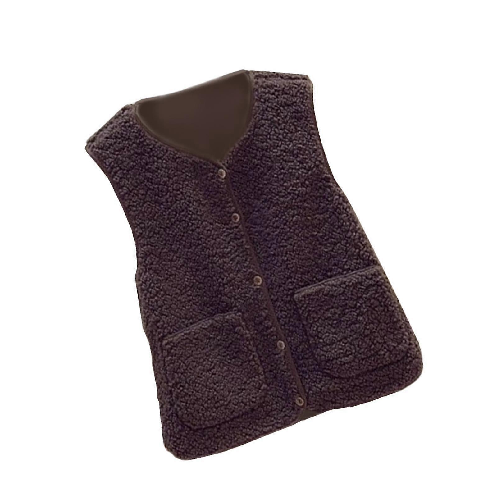 Womens Fleece Vest Soft Comfortable Warm Sleeveless for Autumn Spring Coffee
