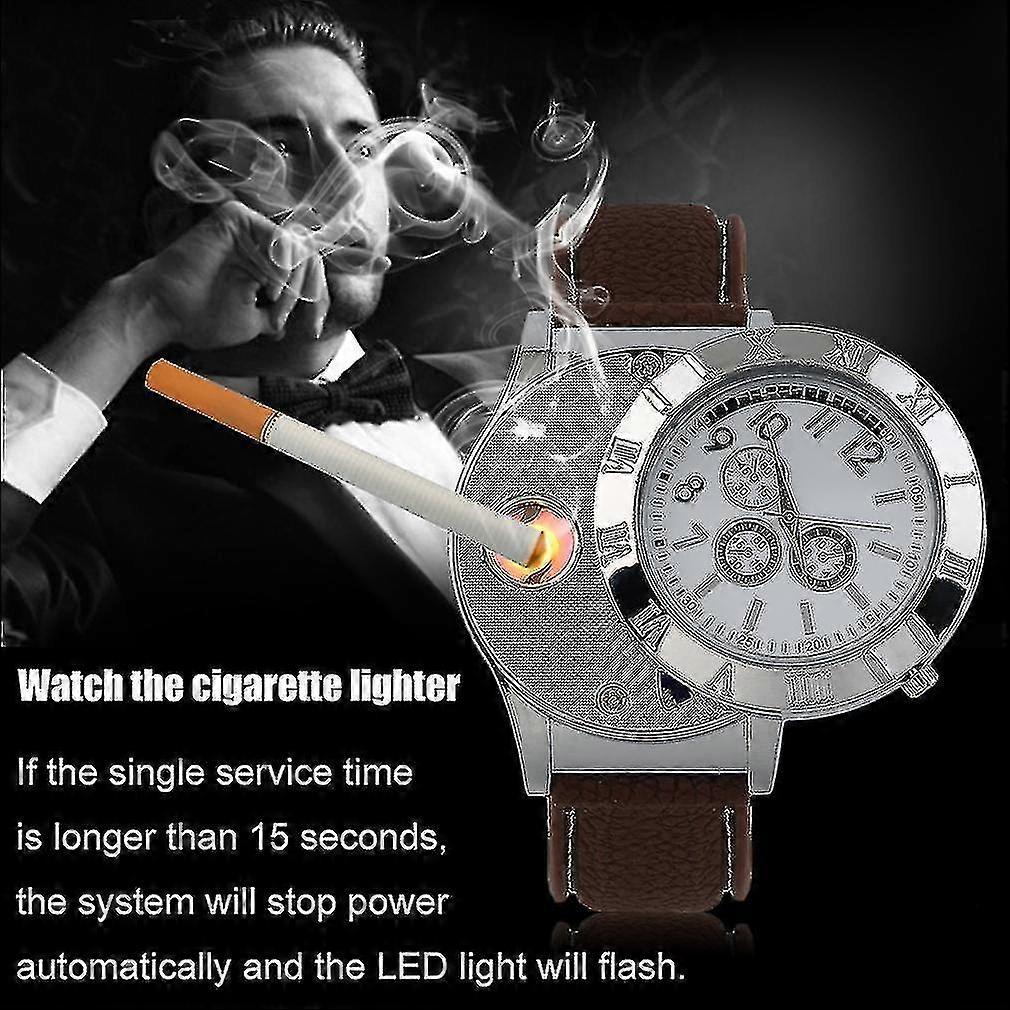Compatible withCompatible withEnvironmental Electronic Lighter Quartz Watch Usb Rechargeable Lighter Watch