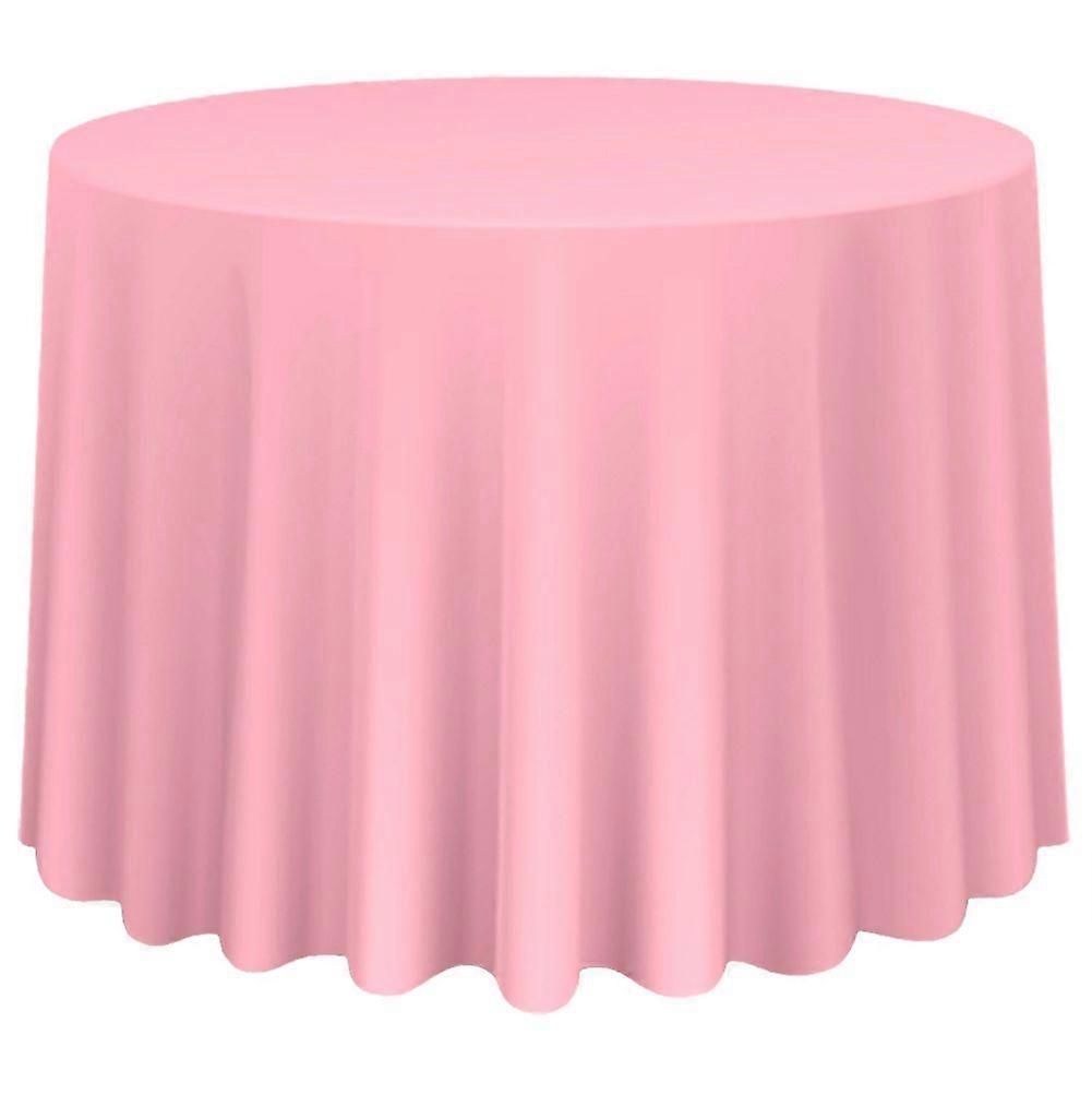 1Pc Round Wedding Banquet Tablecloth Solid Color Party Table Cover Decor(Pink 230cm)