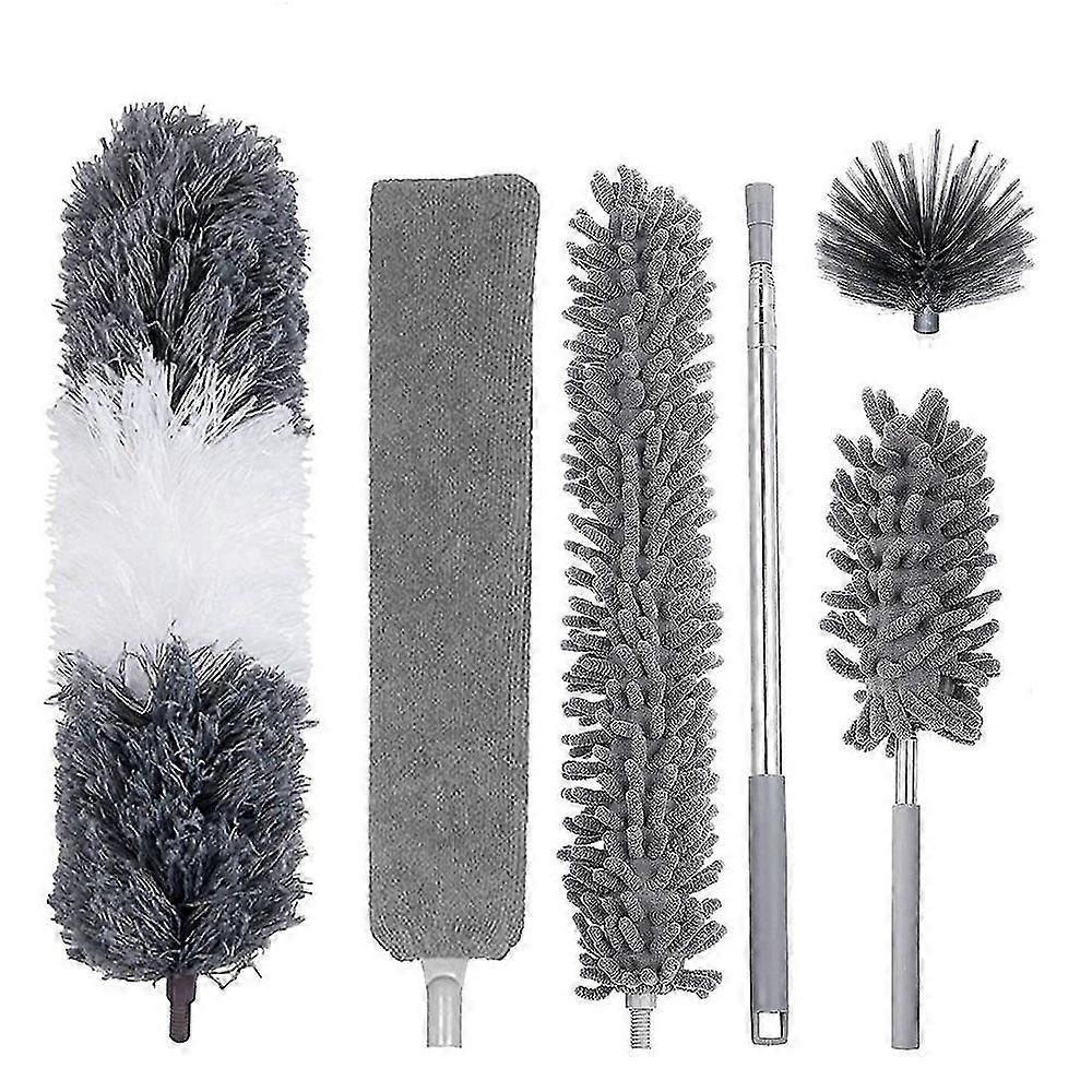 6Pcs Duster Cleaning Kit,Extendable Microfiber Feather Duster suitable for Cleaning Dust Cobweb Ceiling Fans