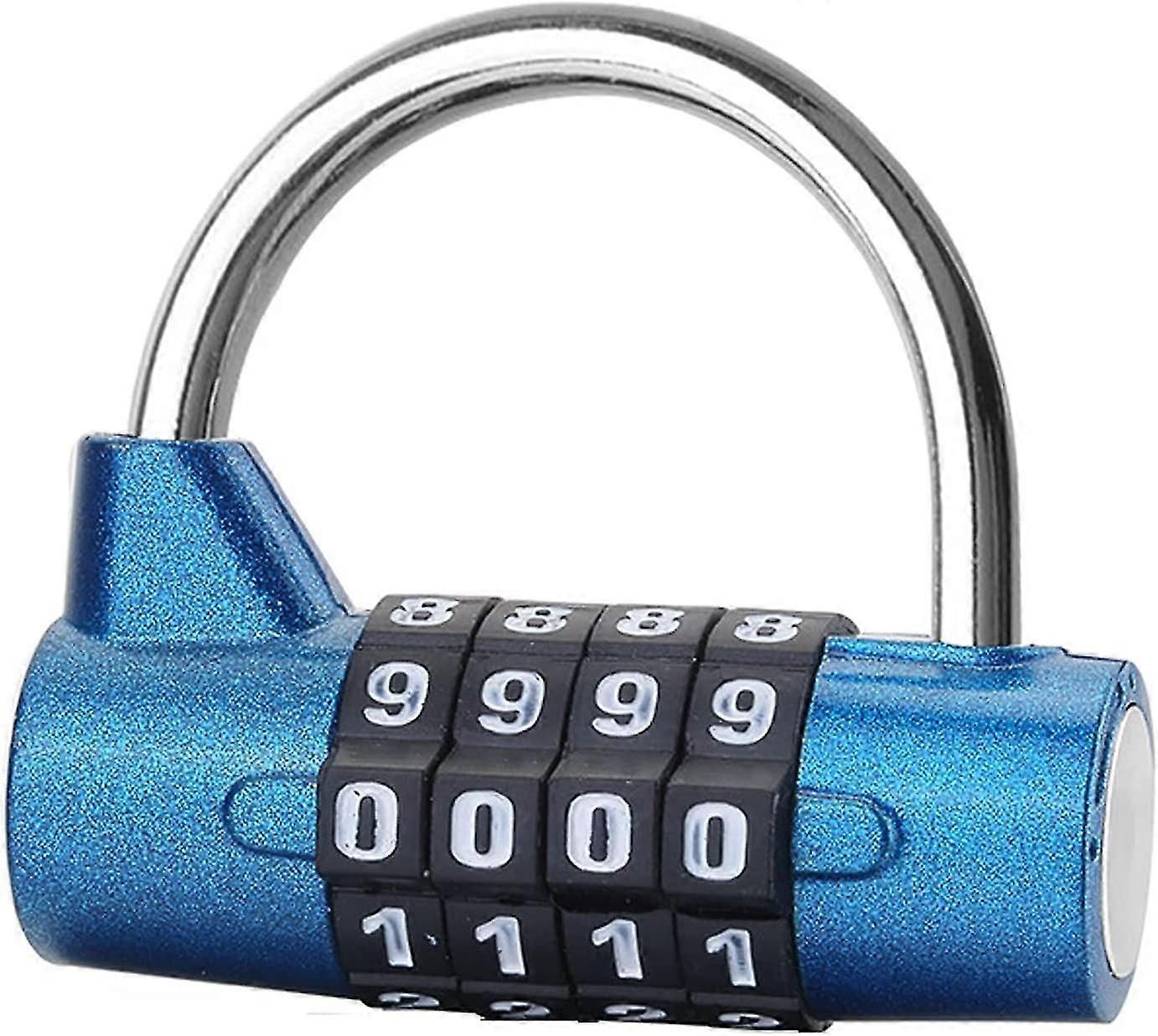 1pc 4 Digit Combination Padlock Keyless Security Padlock Anti-theft College Locker Padlock(blue)