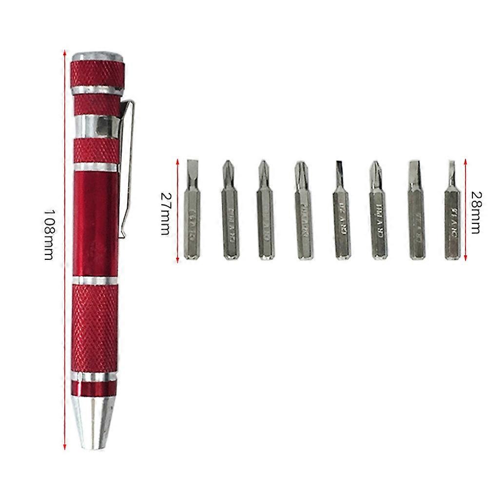 8 in 1 Multi-function Pen Shape Slotted Cross Screwdriver Set Hand Repair Tools
