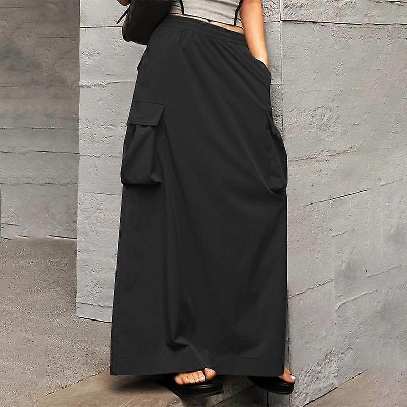 ZANZEA Women's Midi Elastic Waist Head Pockets Pockets Loose Solid Color Half Skirt
