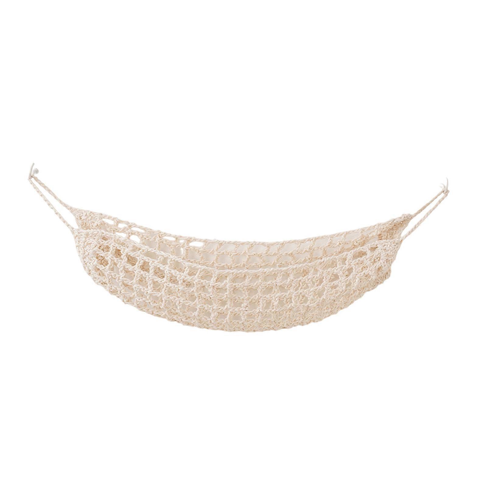 Fruit Storage Rack Practical and Easy to Clean Hanging Basket Under Cabinets Vegetable Hammock Net Handwoven Basket  White
