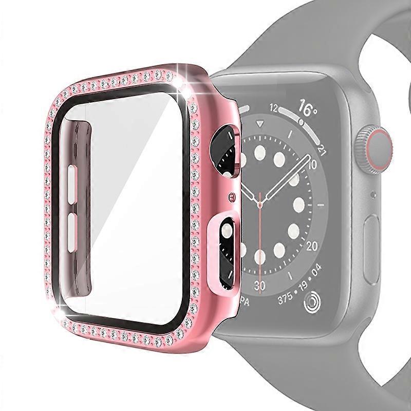 Electroplating PC Single Row Diamond Protective Case with Tempered Glass Film For Apple Watch Series 3 & 2 & 1 42mm