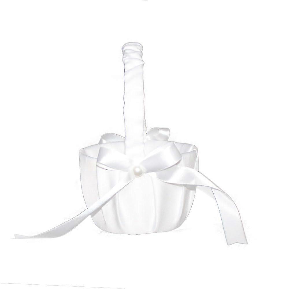 Rustic Lace Bowknot Flower Girl Basket for Wedding