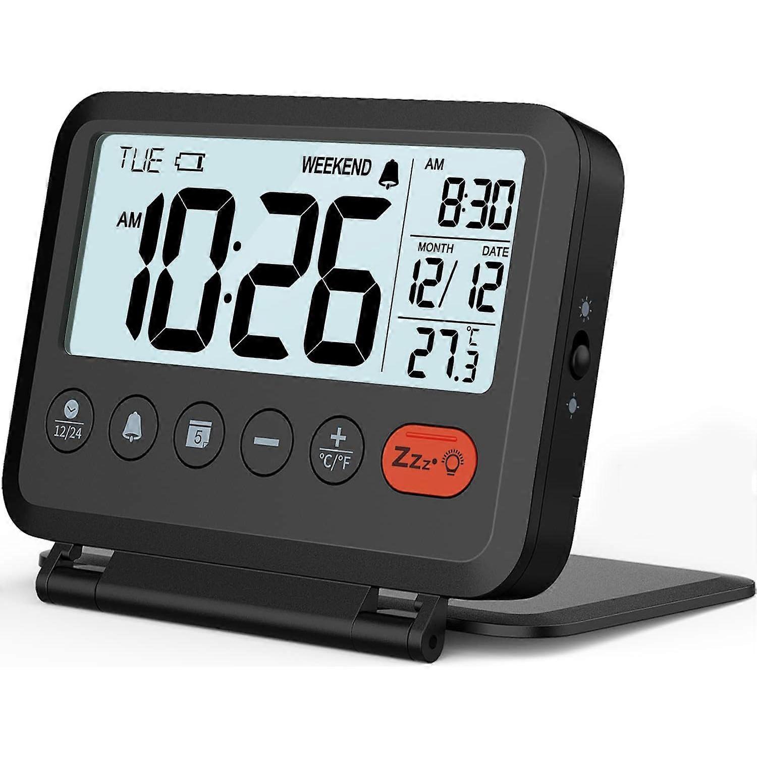 Modern Minimalist Design Travel Alarm Clock in Black