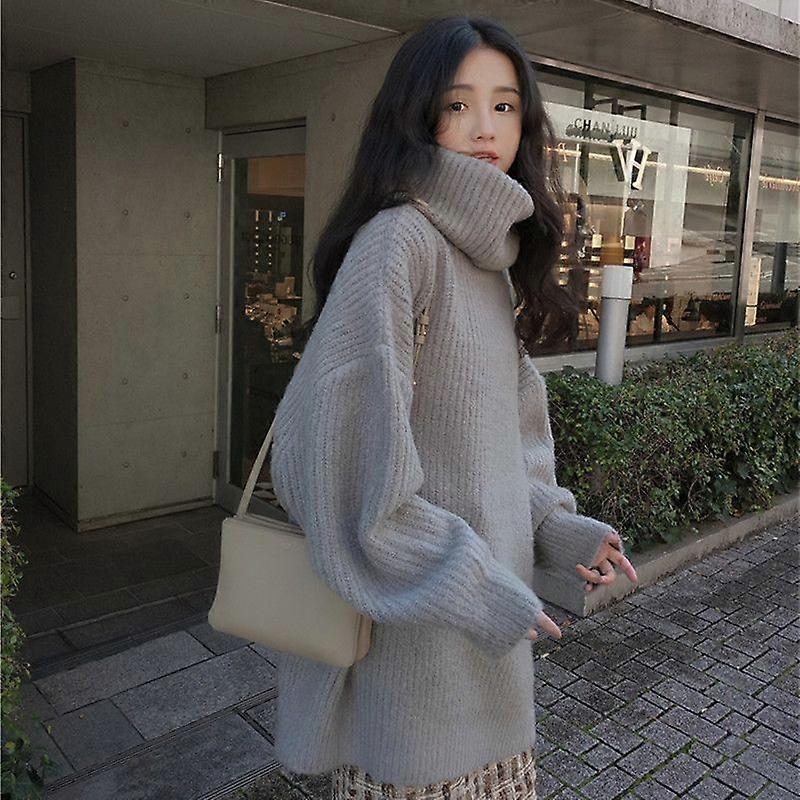 Sweater Women's Autumn Winter New Turtleneck Pullover Fashion Loose Large Size High Neck Knit Tops