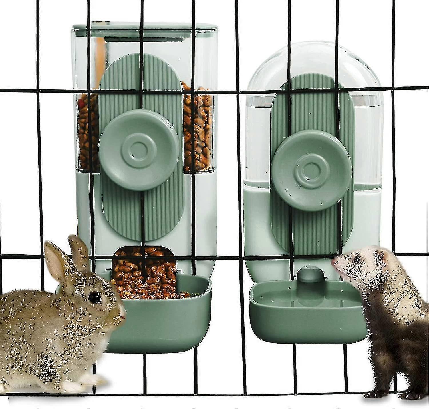 Hanging Automatic Pet Feeder Water Dispenser,gravity Auto Rabbit Feeder Water Dispenser Set For Small Animals