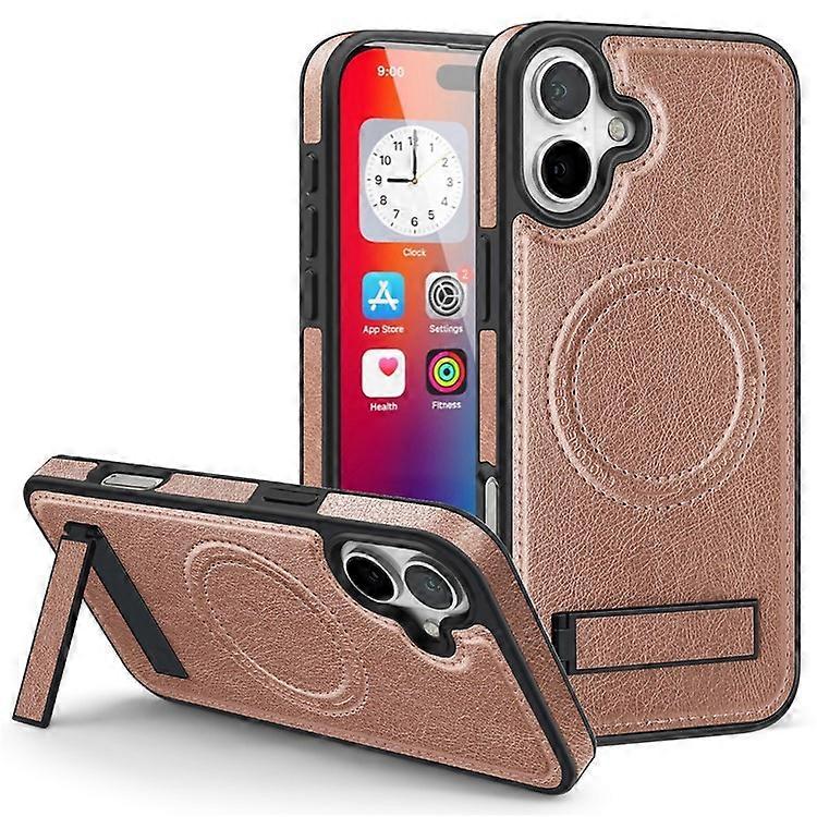 Compatible For iPhone 16 Plus Magnetic Case Leather Kickstand Phone Cover Compatible with MagSafe