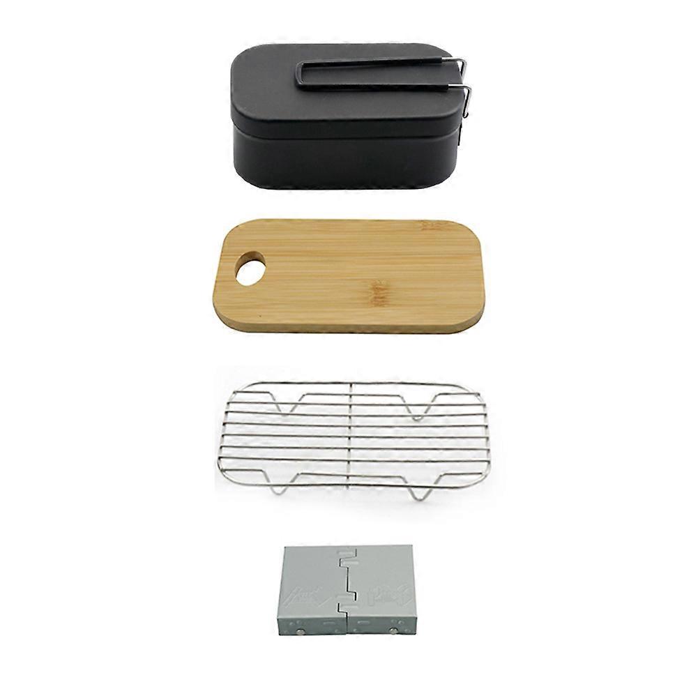 800ml Outdoor Japanese Aluminum Lunch Box with Folding Handle Indoor Outdoor Bento Container Food Container Camping Accessories