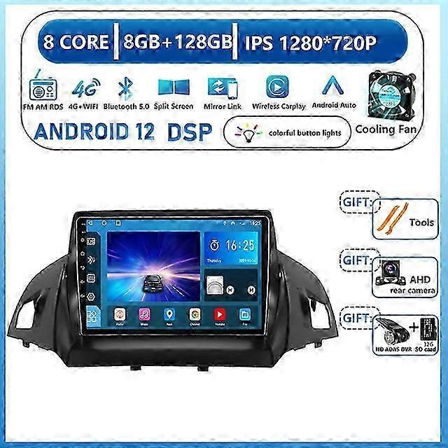 Autoradio Bluetooth per Ford Kuga 2 Escape 3 2012 - 2019 Lettore video multimediale Android 12 Mirror Link FM Navigazione GPS 9