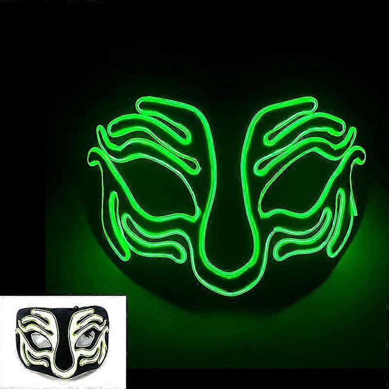 Luminous Neon Event Mask For  Halloween Masquerade Party Led Light Mask Makeup Glowing Half Face Mask Costume